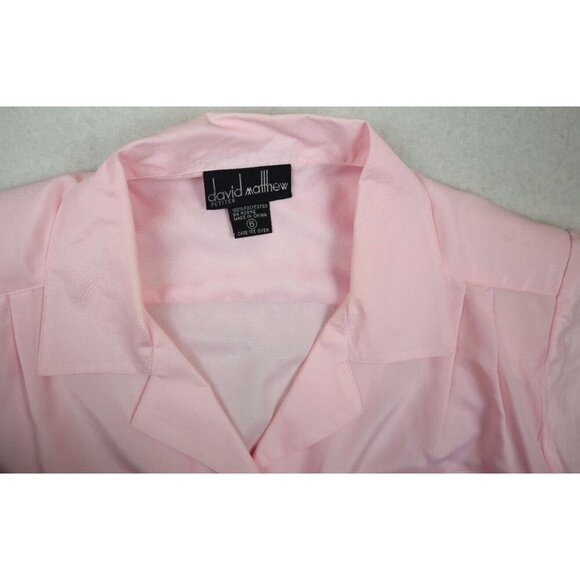 DAVID MATTHEW - WOMEN'S LIGHT PINK SHORT SLEEVE SILKY TEXTURED BLOUSE - SIZE 6 - Picture 4 of 9